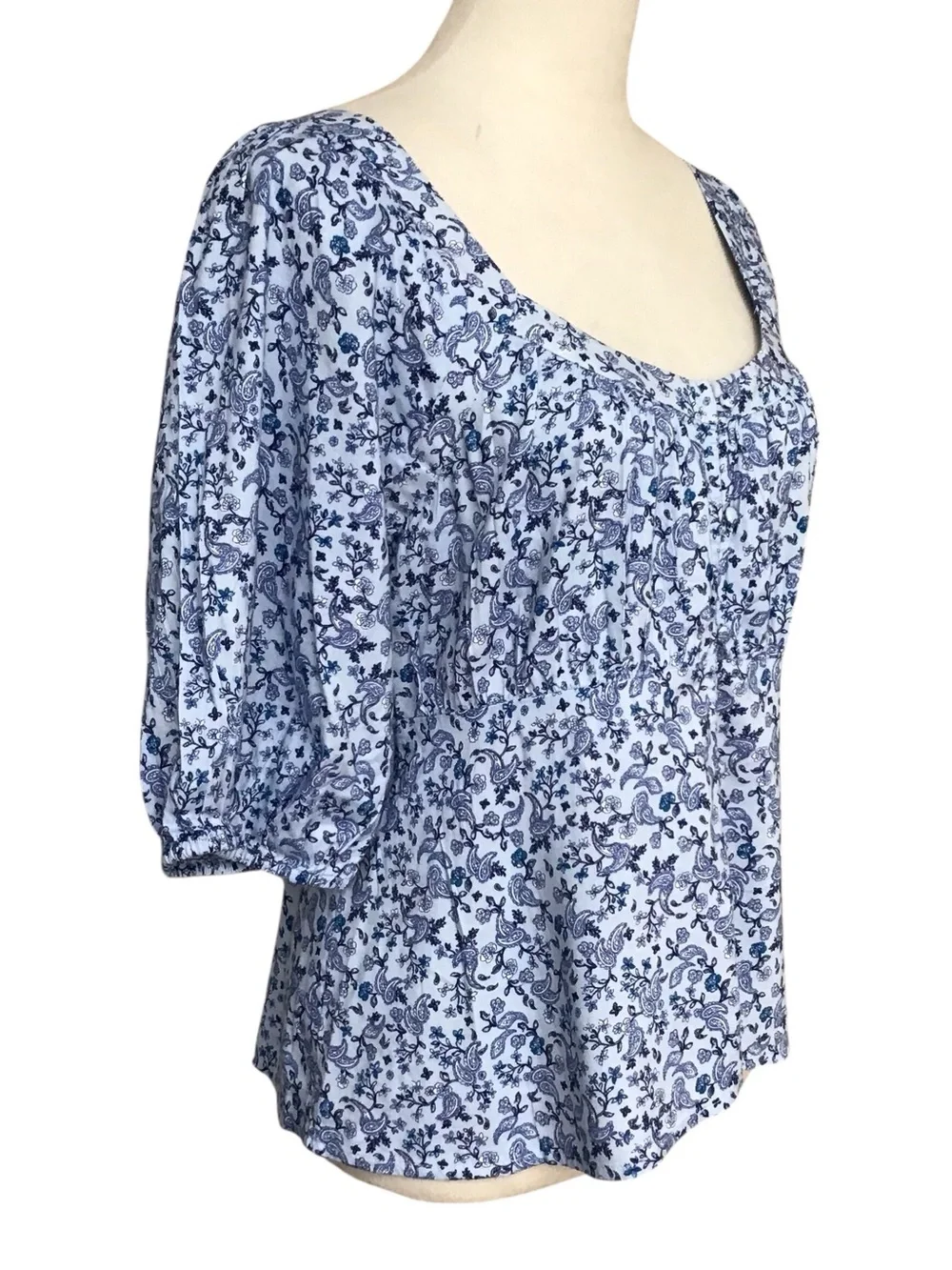 Old Navy Floral Puff Sleeve Smocked Button Down Blouse New
